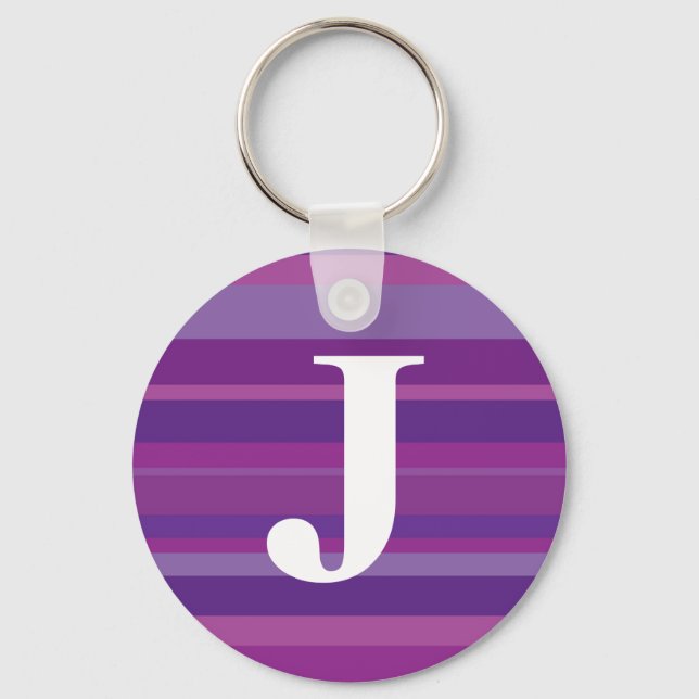 Monogram with a Colourful Striped Background - J Key Ring (Front)