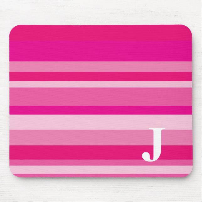 Monogram with a Colourful Striped Background - J Mouse Mat (Front)