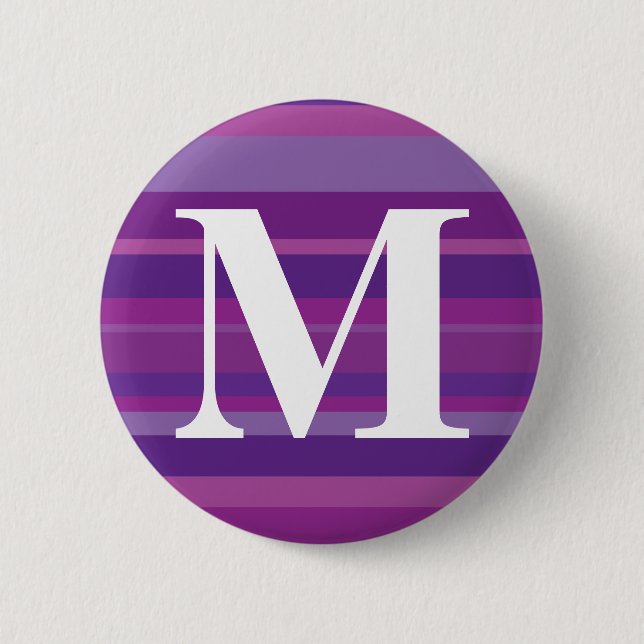 Monogram with a Colourful Striped Background - M 6 Cm Round Badge (Front)