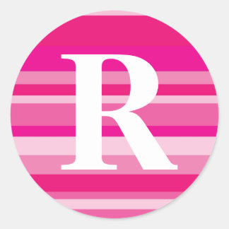 Monogram with a Colourful Striped Background - R Classic Round Sticker