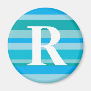 Monogram with a Colourful Striped Background - R Magnet