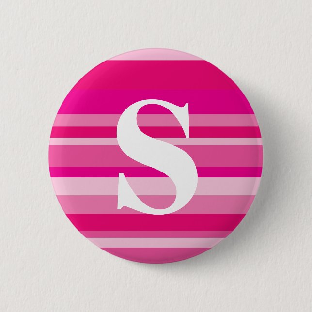 Monogram with a Colourful Striped Background - S 6 Cm Round Badge (Front)