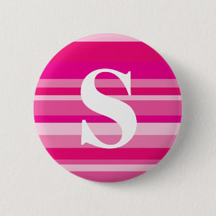 Monogram with a Colourful Striped Background - S 6 Cm Round Badge
