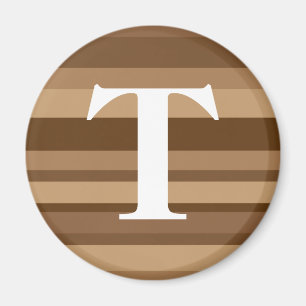 Monogram with a Colourful Striped Background - T Magnet