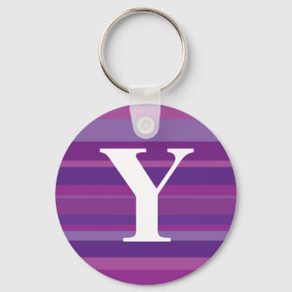 Monogram with a Colourful Striped Background - Y Key Ring