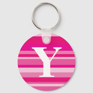 Monogram with a Colourful Striped Background - Y Key Ring