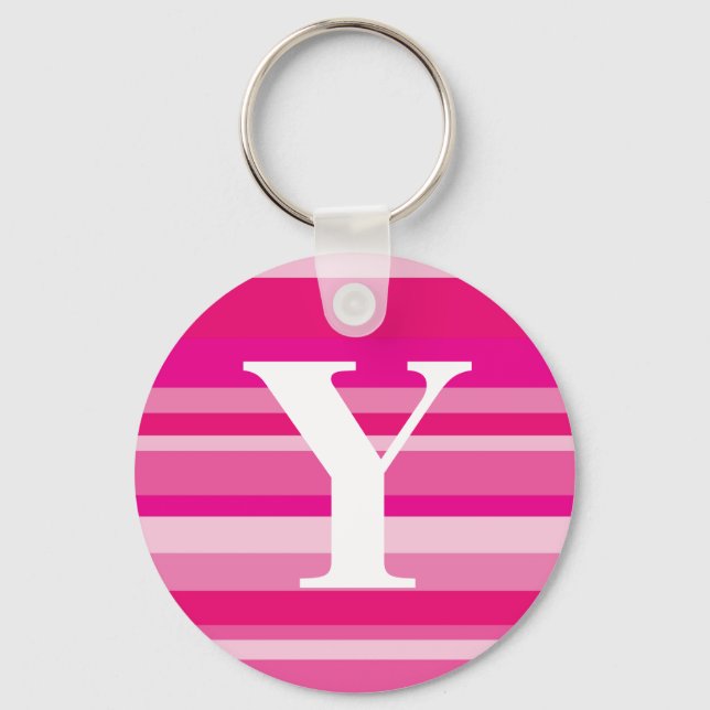 Monogram with a Colourful Striped Background - Y Key Ring (Front)