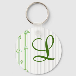 Monogram with Bamboo Background - Letter L Key Ring