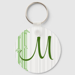 Monogram with Bamboo Background - Letter M Key Ring