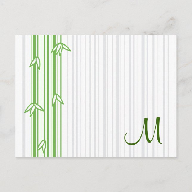 Monogram with Bamboo Background - Letter M Postcard (Front)