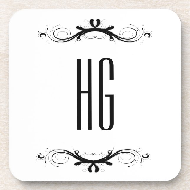 Monogram with Black Accents Coaster (Front)