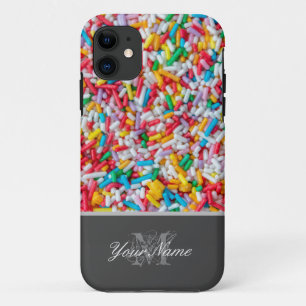 Monogram with colourful sugar sprinkles! iPhone 11 case