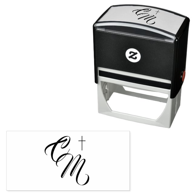 Monogram with Cross Self Inking Rubber Stamp (In Situ)