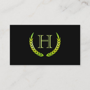Monogram with Elements (green) Business Card