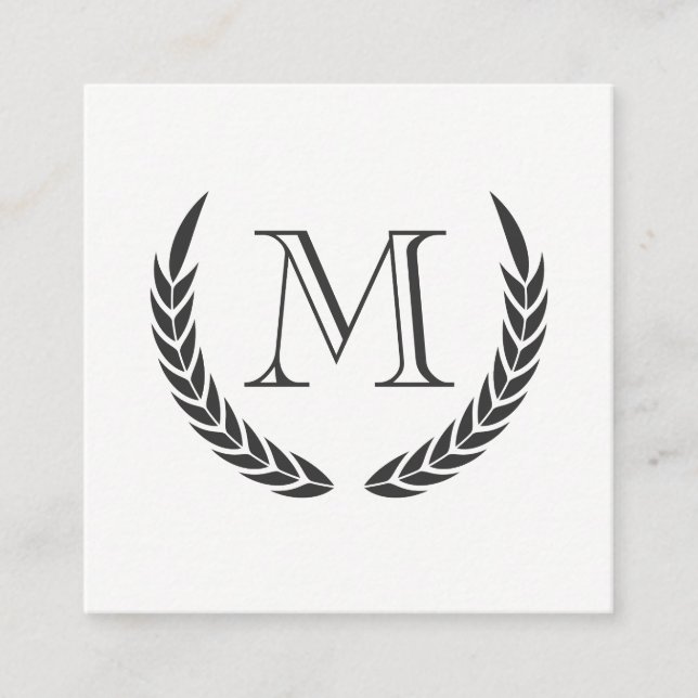 Monogram with Elements Square Business Card (Front)