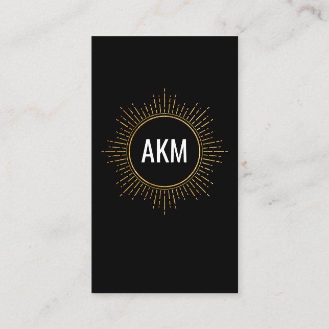 Monogram with Faux Gold Illuminated Elements Business Card (Front)