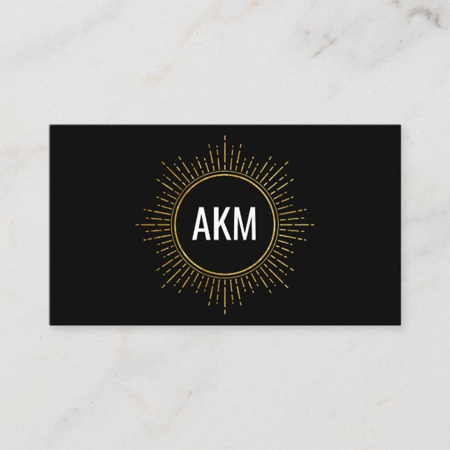 Monogram with Faux Gold Illuminated Elements Business Card (Front)