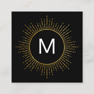 Monogram with Faux Gold Illuminated Elements Square Business Card