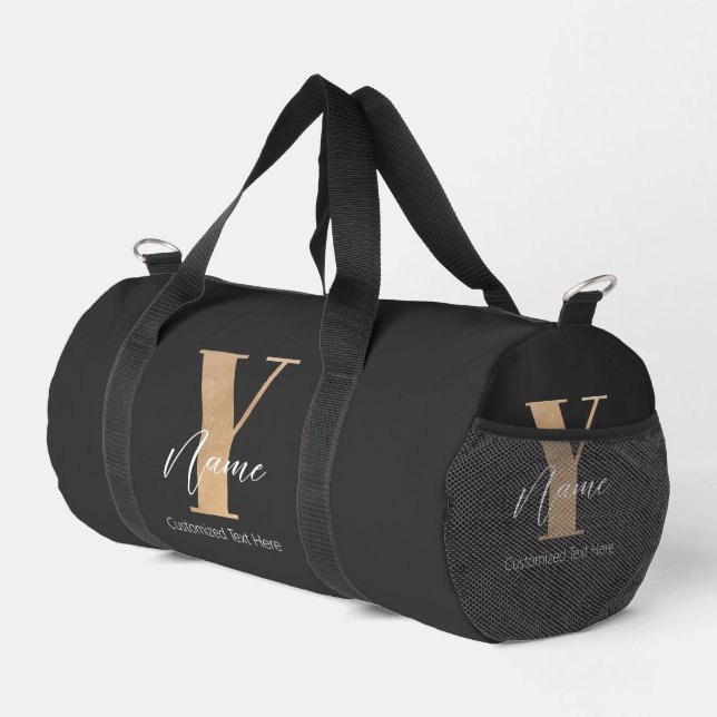 Monogram with Initial Y & Custom Name Personalized Duffle Bag (Right Corner)
