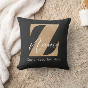 Monogram with Initial Z & Custom Name Personalized Cushion