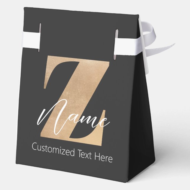 Monogram with Initial Z & Custom Name Personalized Favour Box (Back)