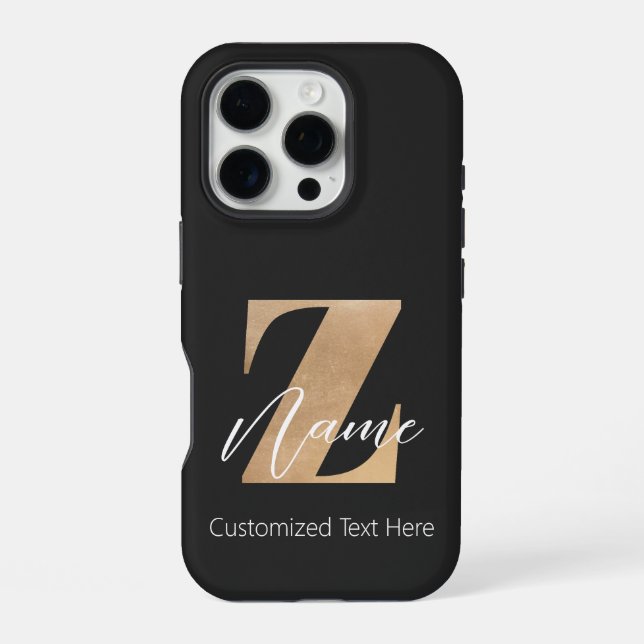 Monogram with Initial Z & Custom Name Personalized iPhone Case (Back)