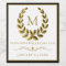 Monogram with Laurel Wreath Black and Gold Wedding