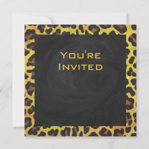 Monogram with Leopard Brown and Yellow Invitation
