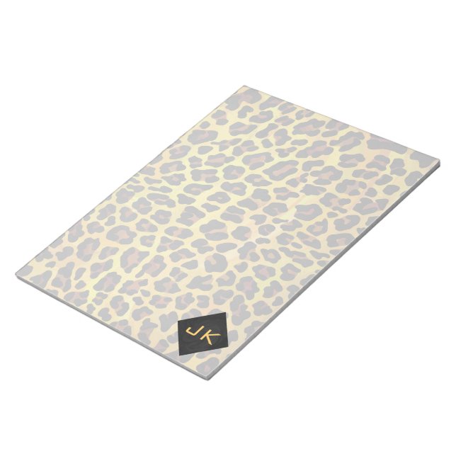 Monogram with Leopard Brown and Yellow Notepad (Angled)