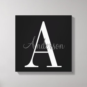 Monogram with Name Overlay Canvas Print
