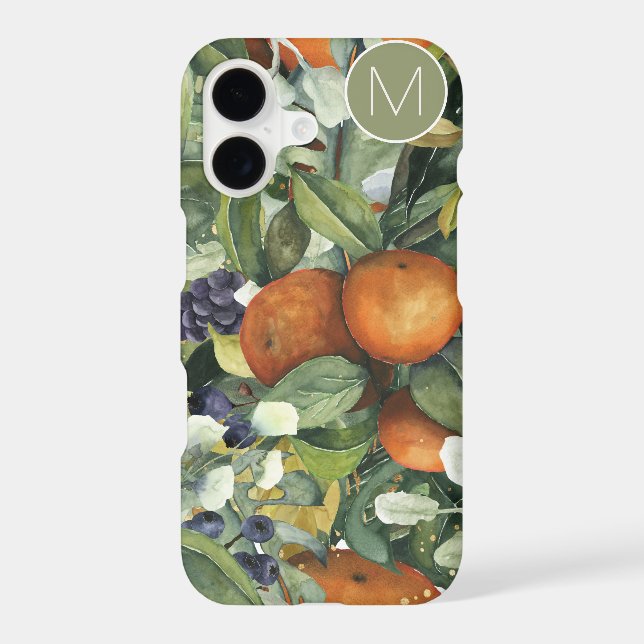 Monogram With Orange Grapes & Foliage Design (Back)