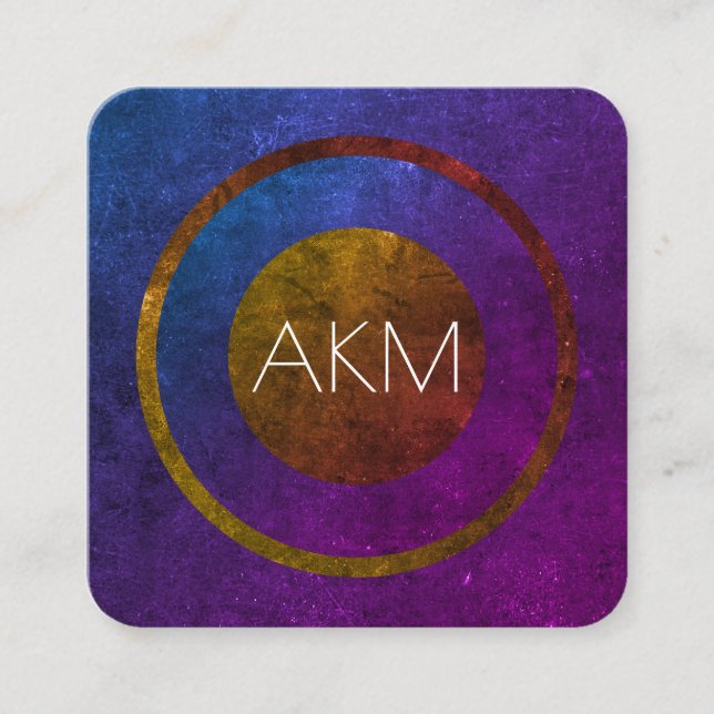 Monogram with Texturised Colour Ways Square Business Card (Front)