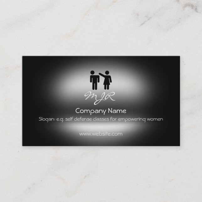 Monogram, Women Self Defence Logo, metallic-effect Business Card (Front)