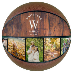 Monogram Wood 5 Photo Collage Basketball