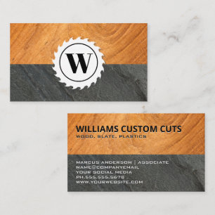 Monogram Wood and Slate   Table Saw Business Card