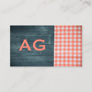 Monogram Wood Grain Table Cloth Business Card