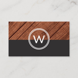 Monogram Wood Grain Two Tone Business Card