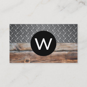 Monogram Wood   Metal Diamond Plated Business Card