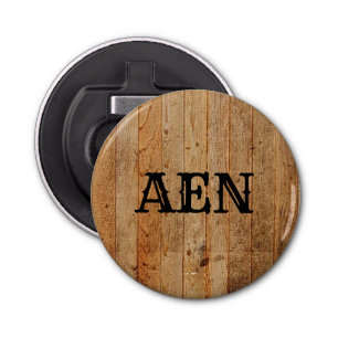 Monogram Wood Rustic Country Brown Black  Bottle Opener