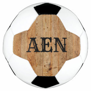Monogram Wood Rustic Country Brown Black  Football