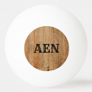 Monogram Wood Rustic Country Brown Black Ping Pong Ball