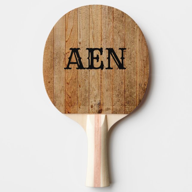 Monogram Wood Rustic Country Brown Black Ping Pong Paddle (Front)