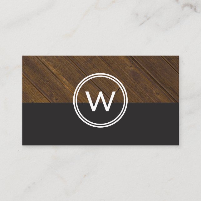 Monogram Wood Two Tone Business Card (Front)