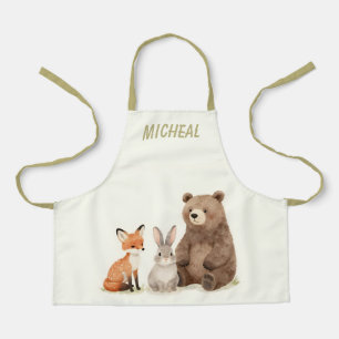 Monogram woodland forest animals  apron