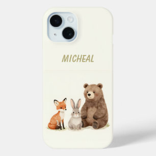 Monogram woodland forest animals iPhone 15 case