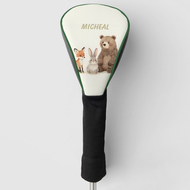 Monogram woodland forest animals  golf head cover (Front)