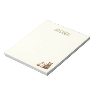 Monogram woodland forest animals notepad