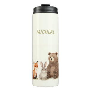 Monogram woodland forest animals thermal tumbler