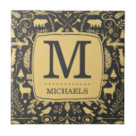 Monogram Woodland Holiday Tile<br><div class="desc">Monogram Woodland Holiday Tile</div>