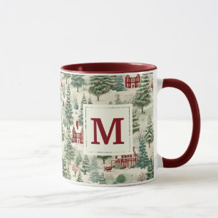 Monogram Woodland Rustic Country Christmas Cute Mug